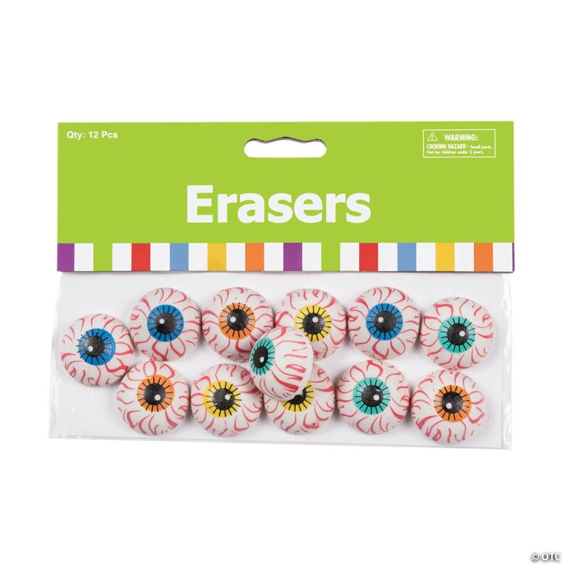 Mini Eyeball Erasers - 24 Pc.