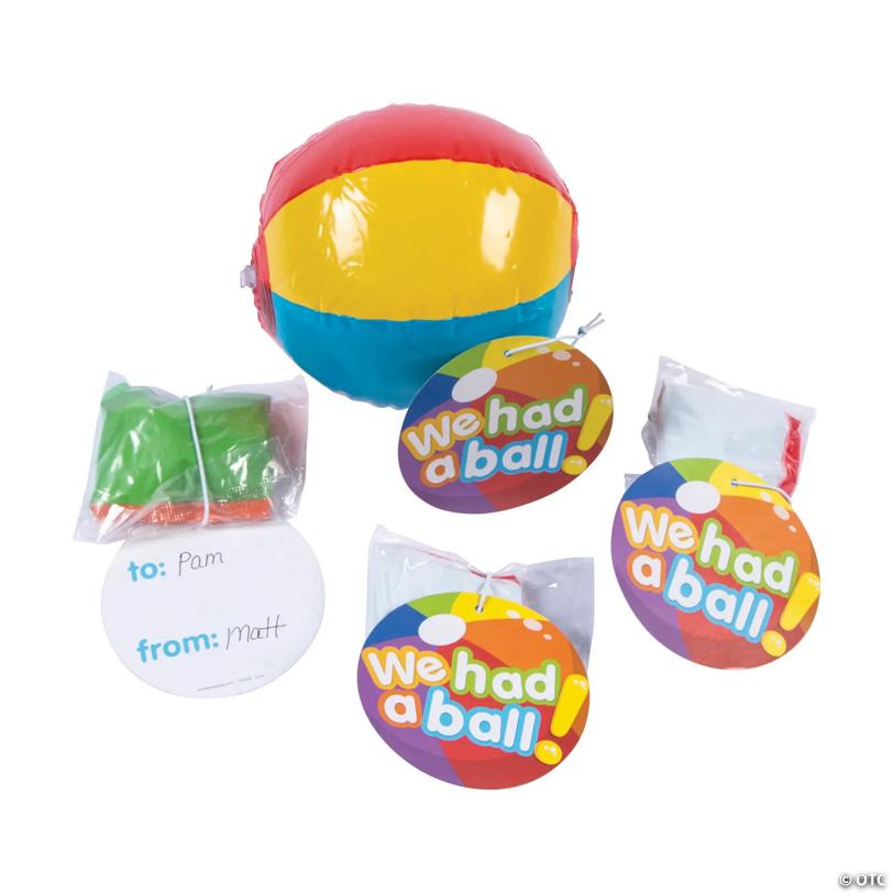 Mini Inflatable 5" Classic Beach Balls with Card - 12 Pc.