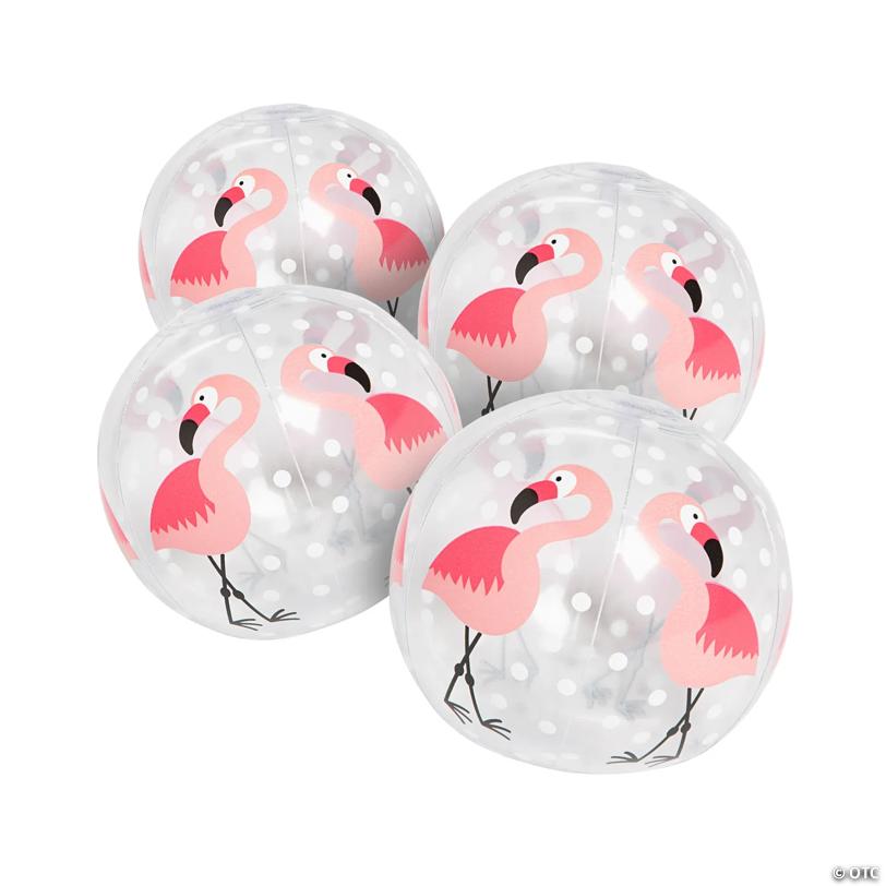 Mini Inflatable 5" Flamingo Beach Balls - 12 Pc.