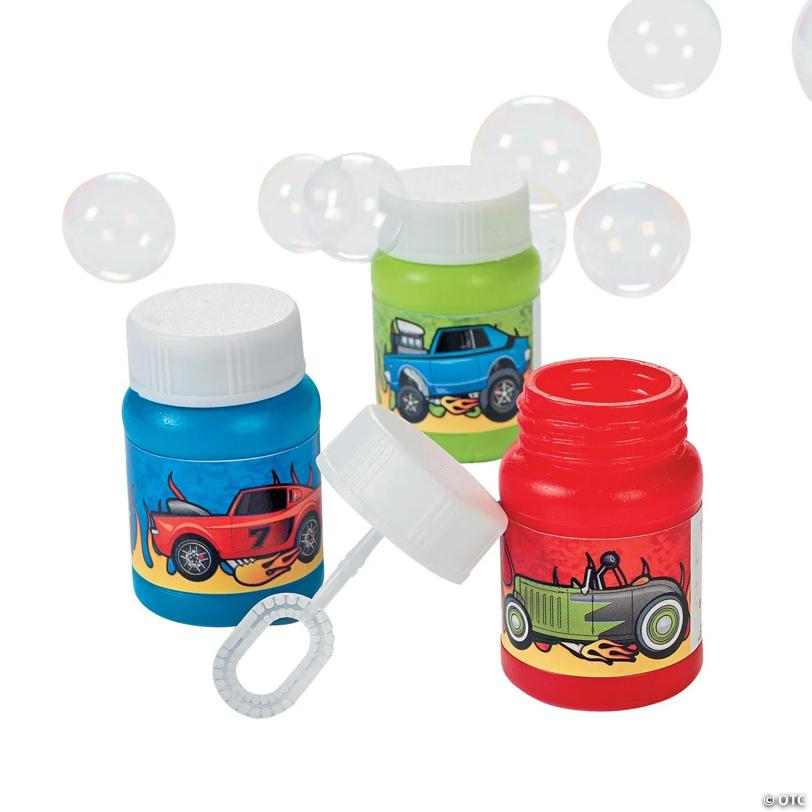 Mini Plastic Race Car Bubble Bottles - 24 Pc.