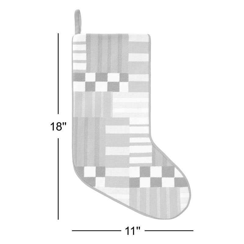 Modern Patchwork Embroidered Holiday Stocking
