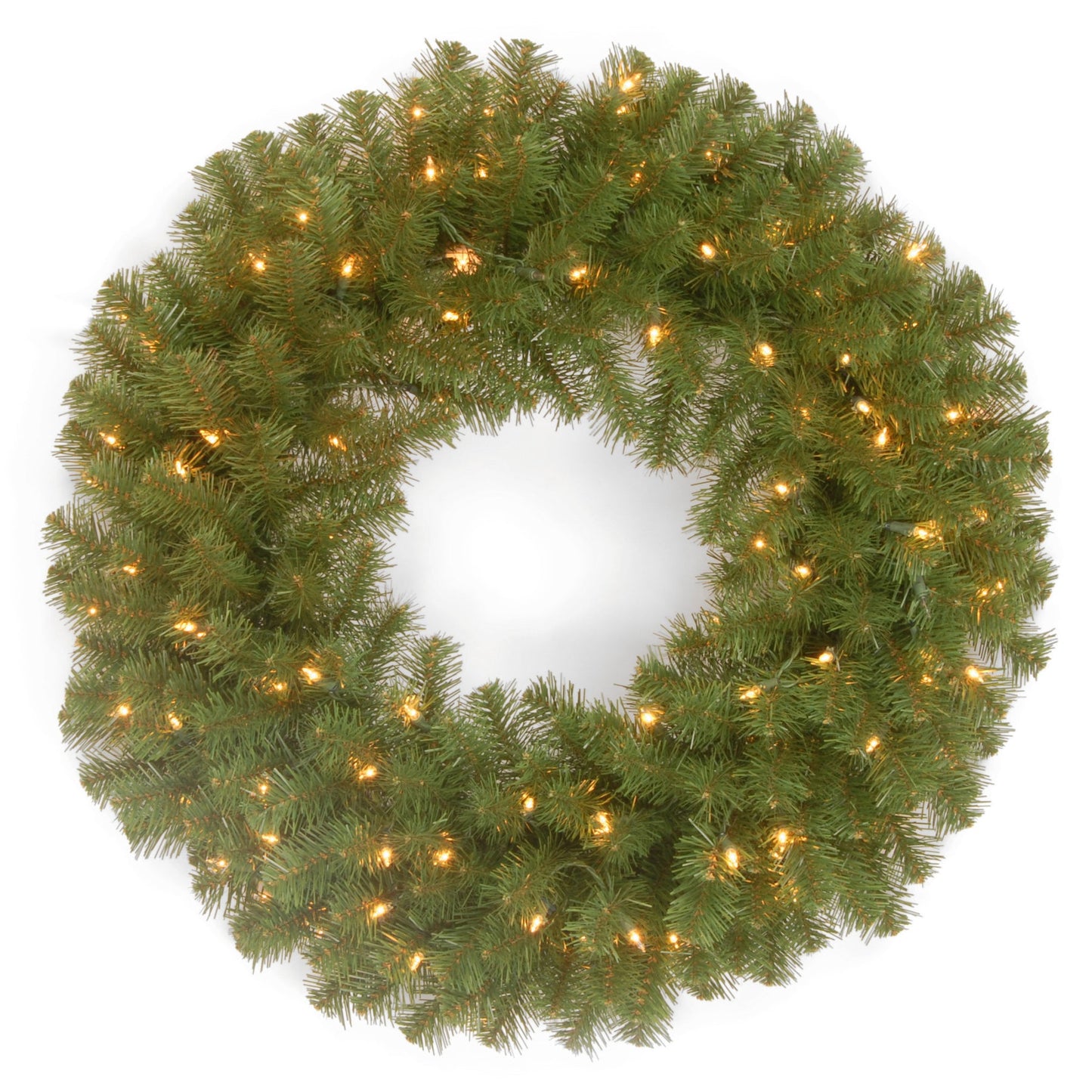 National Tree Company 24 in. Pre-Lit North Valley Spruce Wreath with Clear Lights Wall Decoration | USA Decoration®
