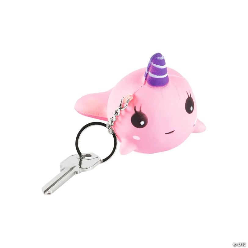 Narwhal Slow-Rising Squishy Keychains - 12 Pc.