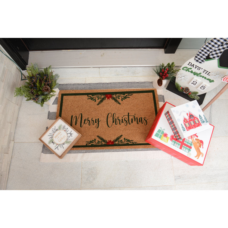 Non-Slip Floral Christmas Doormat