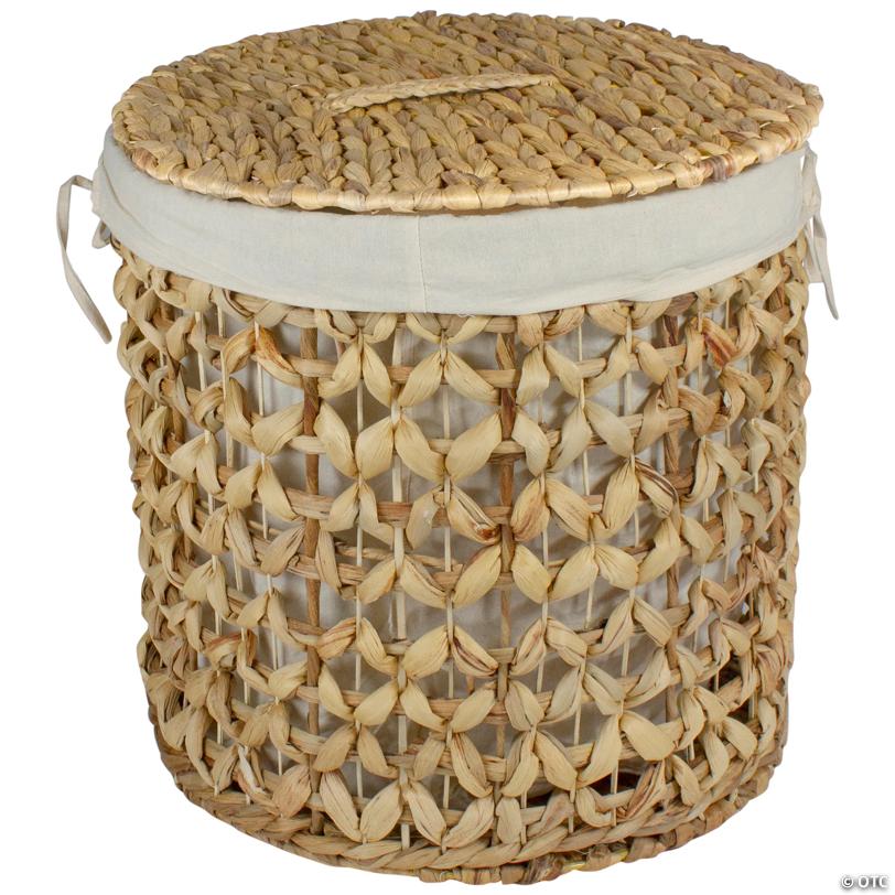 Northlight 16" Natural Woven Laundry Hamper Basket with Cotton Liner and Lid