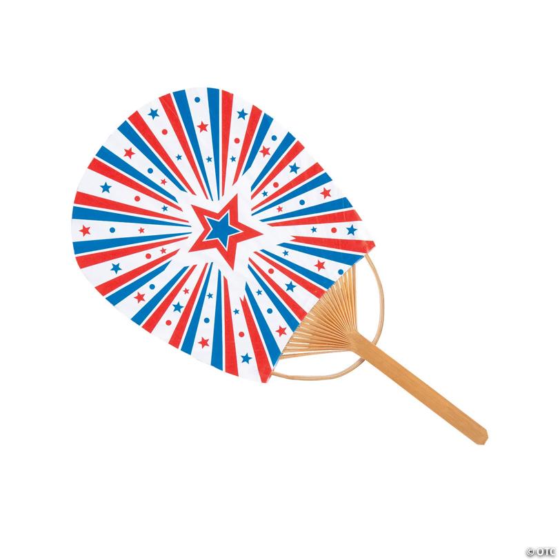 Patriotic Bamboo Hand Fans - 6 Pc.