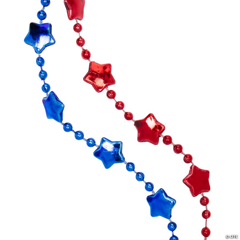 Patriotic Flashing Star Charm Light Up Necklaces - 12 Pc.
