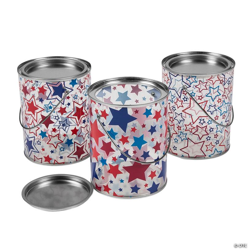 Patriotic Paint Bucket Favor Containers- 6 Pc.