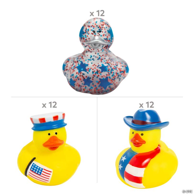 Patriotic Red, White & Blue Rubber Duck Assortment - 36 Pc.
