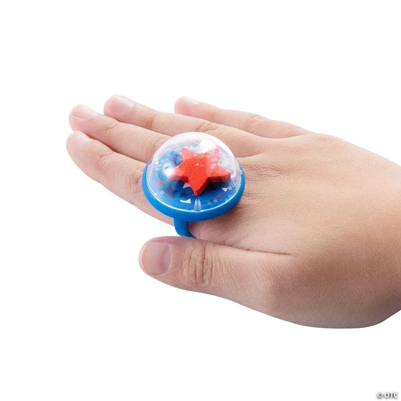 Patriotic Snow Globe Rings - 12 Pc.