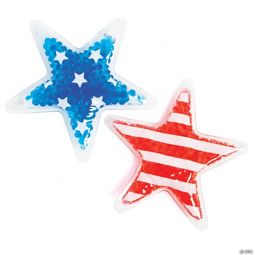 Patriotic Star Gel Bead Hot & Cold Sensory Shapes - 12 Pc.