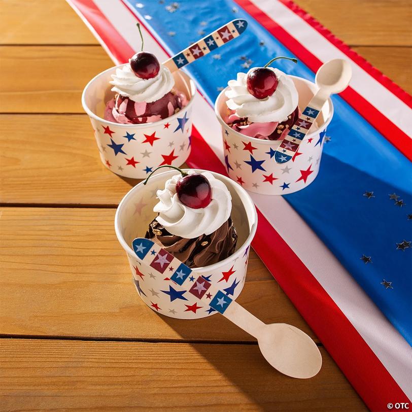 Patriotic Star Ice Cream Cups with Spoons – 12 Ct.