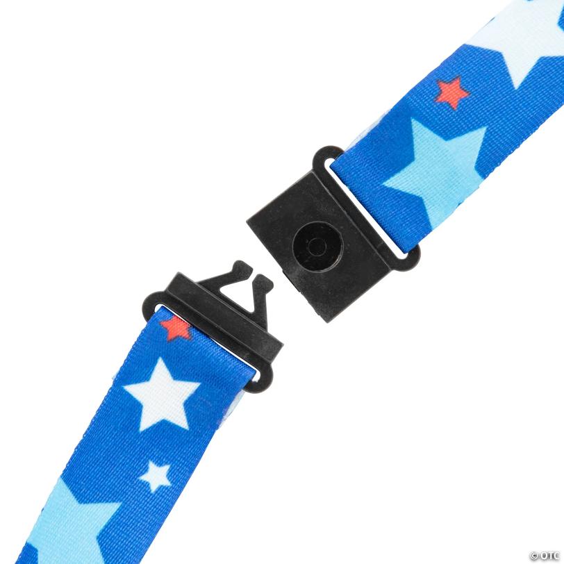 Patriotic Star Print Lanyards - 12 Pc.