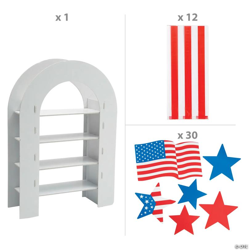 Patriotic Stars & Stripes Party Favor Bags & Shelf Decorating Kit - 43 Pc.