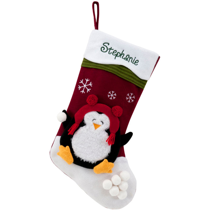 Penguin Snowcap with Custom Name Stocking