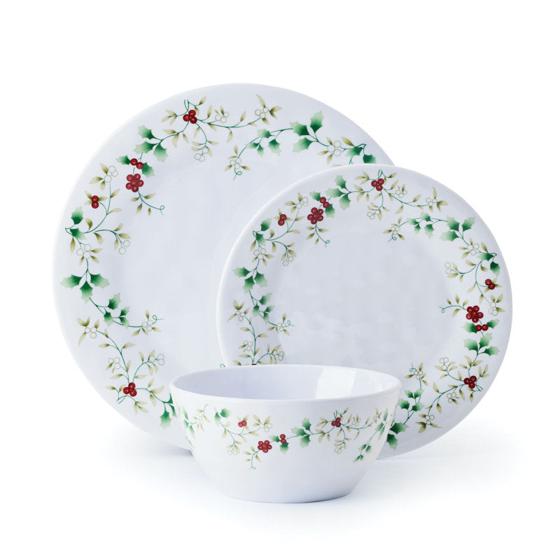 Pfaltzgraff Winterberry 24-Piece Indoor/Outdoor Melamine Dinnerware Set, Service for 8