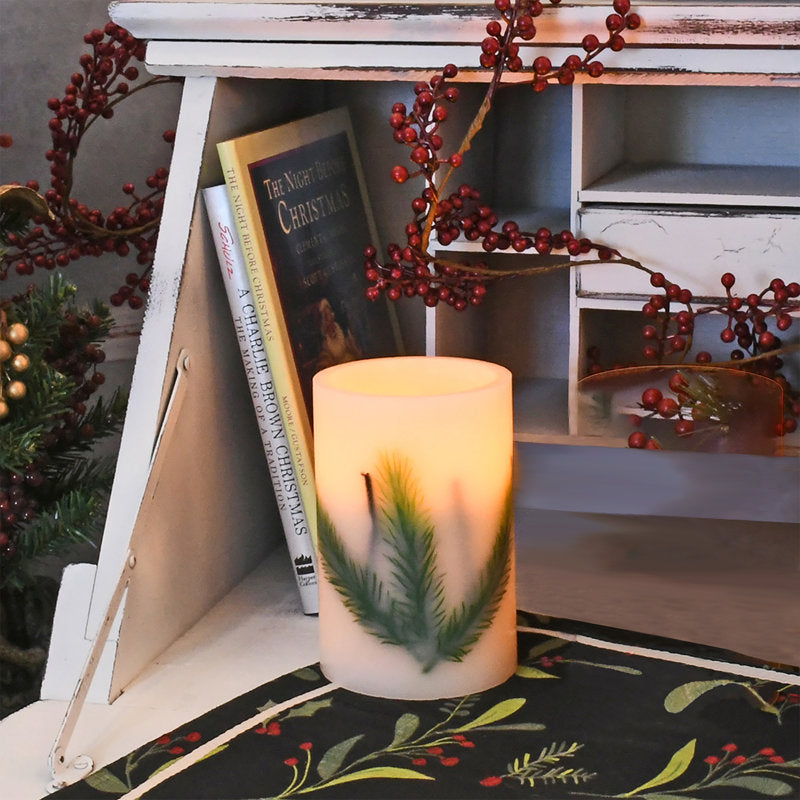 Pine Needle Battery Operated Wax LED Candle