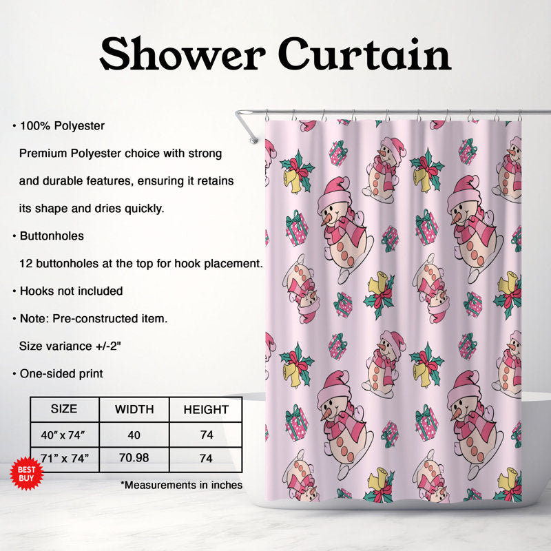 Pink Holiday - 1 Piece Standard Shower Curtain