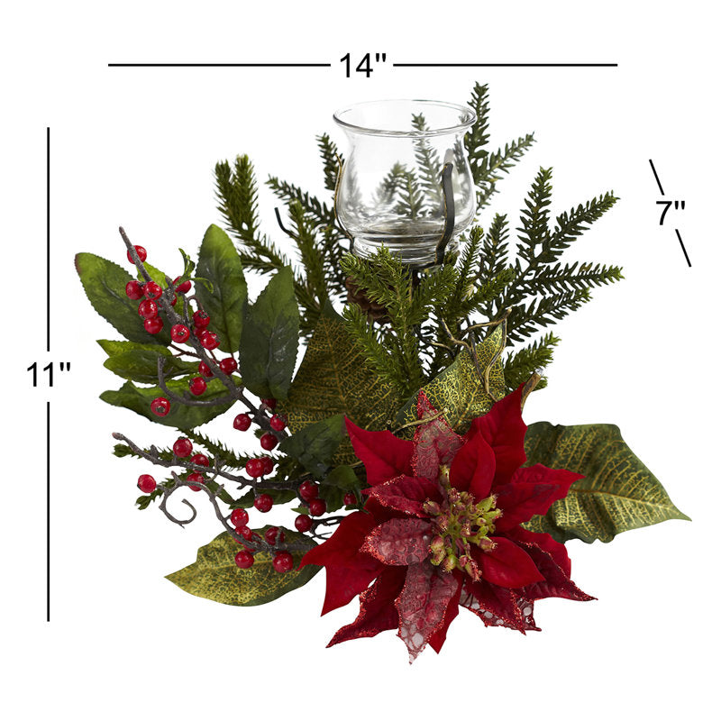 Free-standing artificial poinsettia arrangement