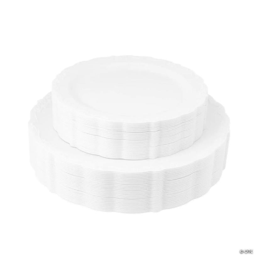 Posh Setting 60 Piece White Round Plastic Dinnerware Value Set - Casual | USA Decoration®