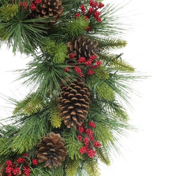 Pre-Lit Artificial Adorned Christmas Wreath