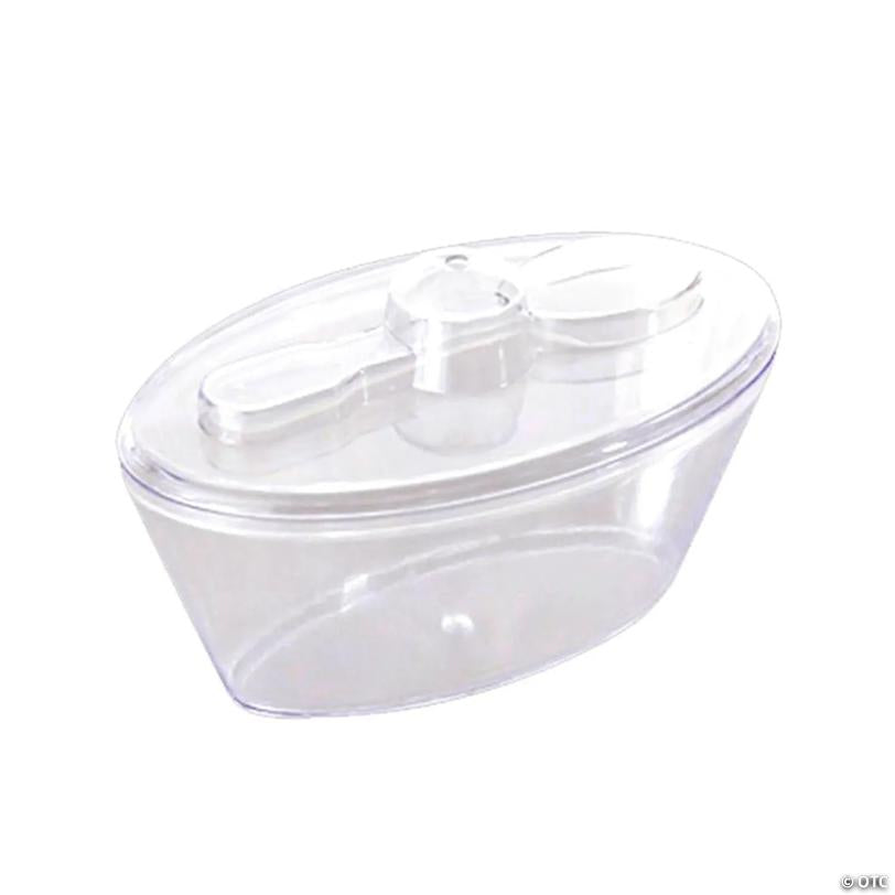 Premium 4 oz. Clear Oval Plastic Mini Cups with Lids and Spoons (288 Cups) | USA Decoration®
