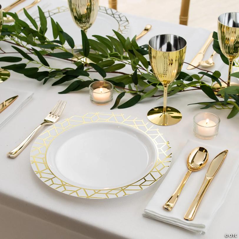 Premium Geometric Plastic Dinner Plates – 25 Pieces | USA Decoration®