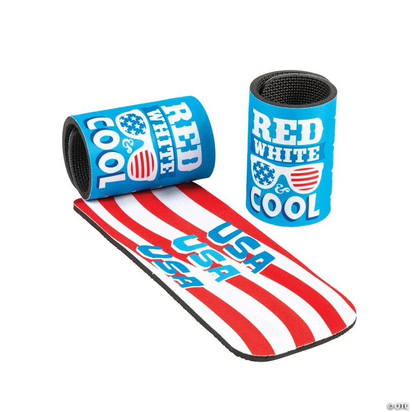 Premium Patriotic Neoprene Slap Can & Bottle Coolers - 6 Pc.