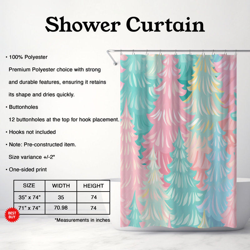 Preppy Holiday Trees - 1 Piece Standard Shower Curtain
