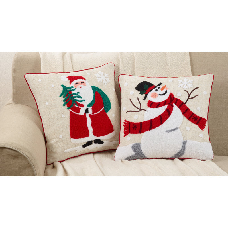 Réveillonner Collection Appliqued Linen Throw Pillow