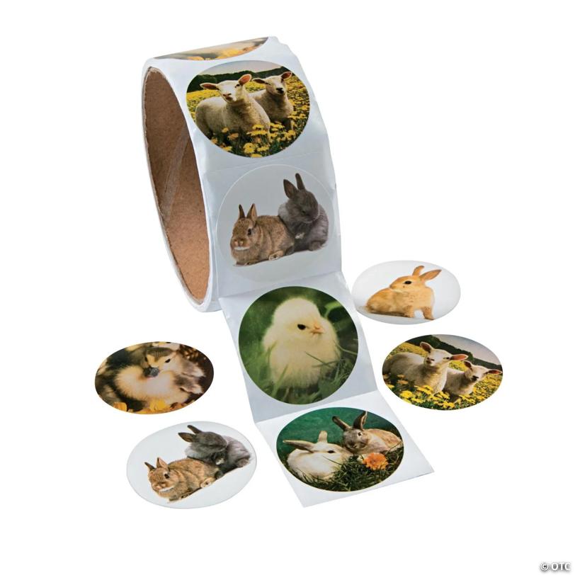 Realistic Easter Animal Sticker Roll - 100 Pc. | USA Decoration®