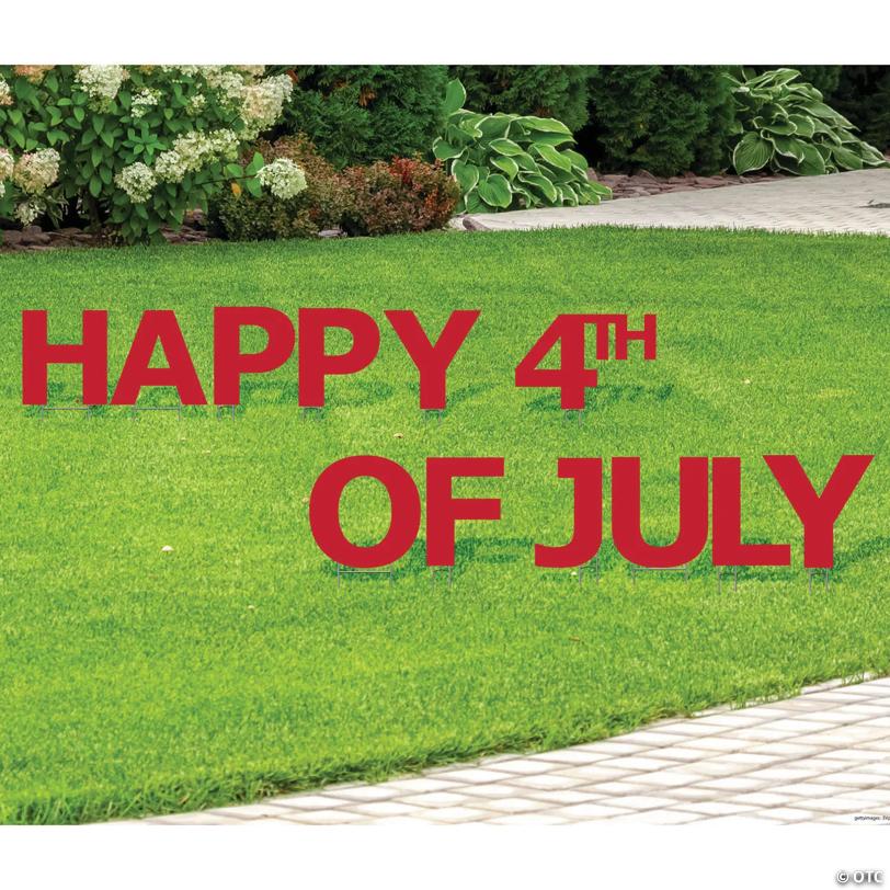 Red Happy 4th of July Yard Sign