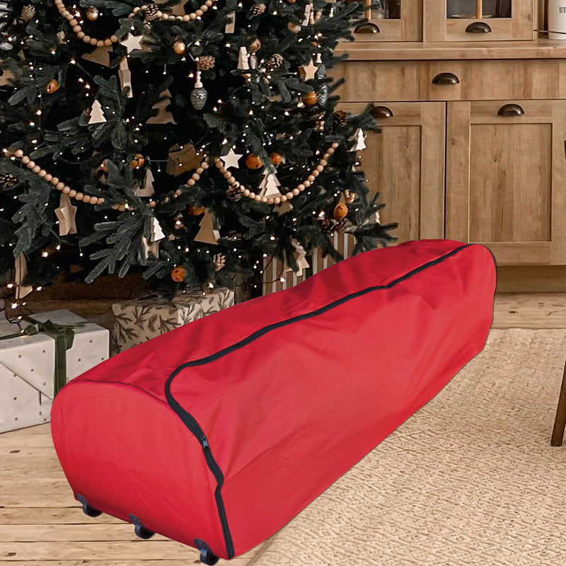 Red Rolling Christmas Tree Storage Bag for Trees Up to 12ft