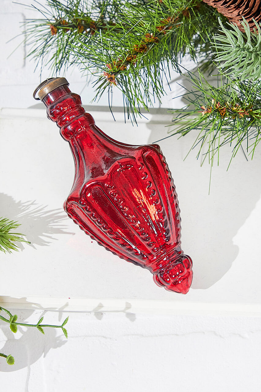 7.25? Mercury Glass Red Chandelier Drop Ornament Elegant Holiday Accent