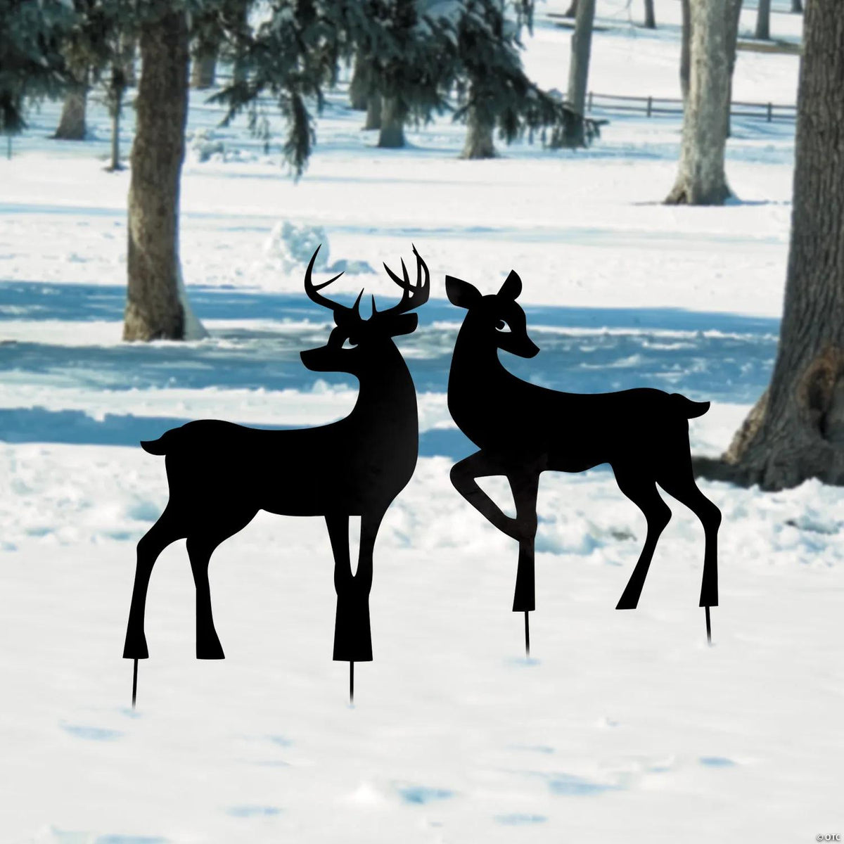 Reindeer silhouette Christmas yard sign set