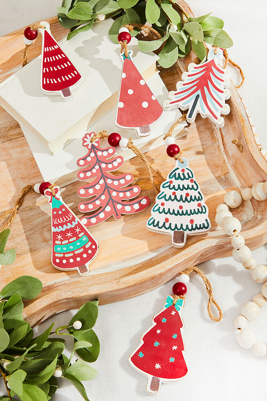 5? Rustic Wooden Christmas Tree Ornament Farmhouse Holiday Accent