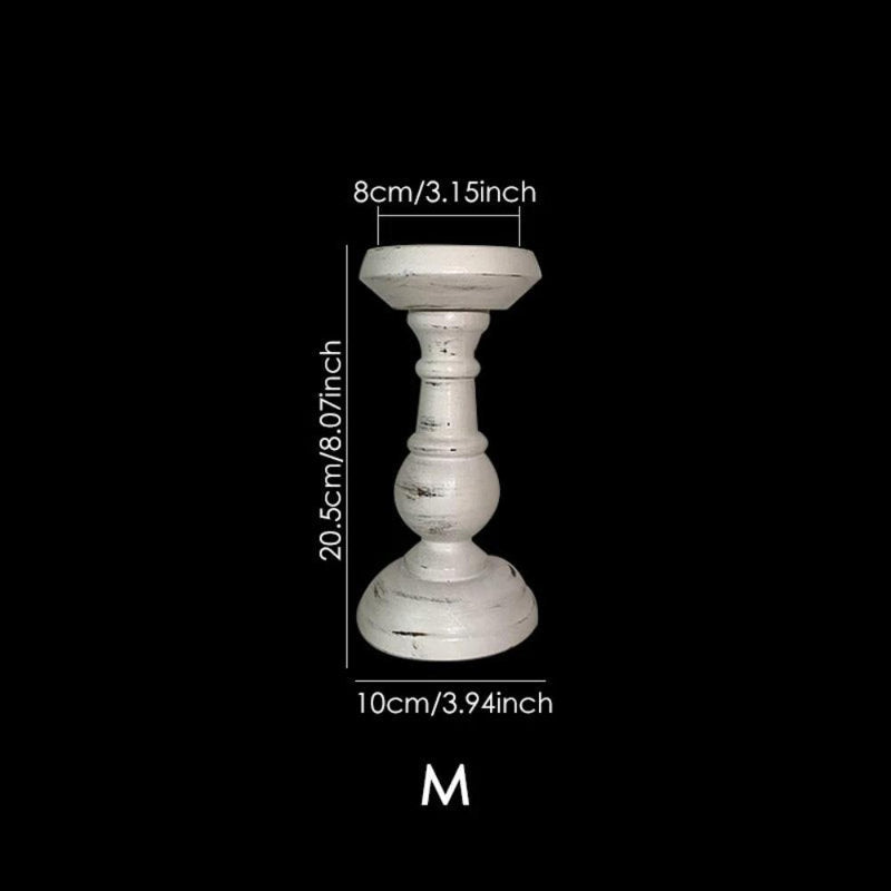 Retro Candlestick in Three Heights – White Wood