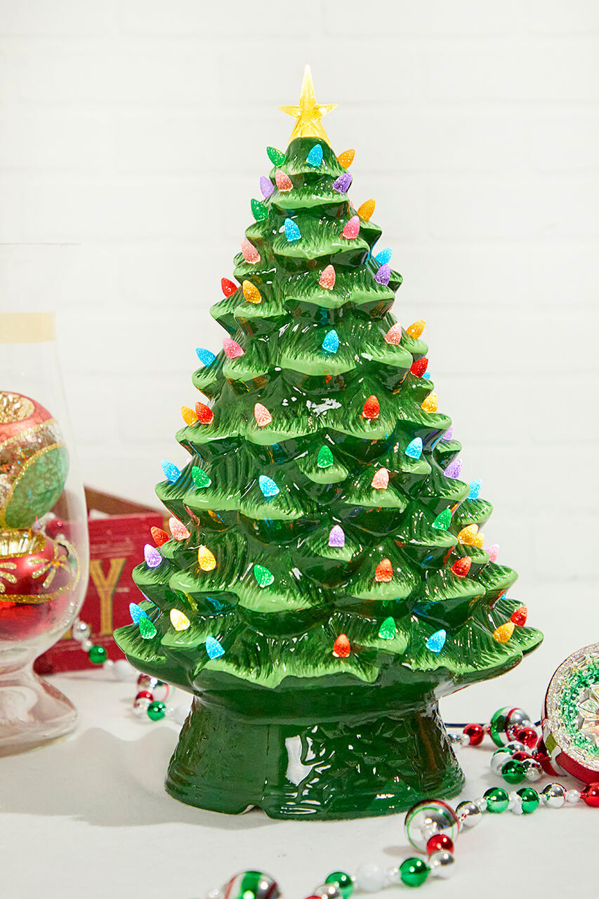 18" Nostalgic Green Christmas Tree Classic Holiday Tabletop Decor