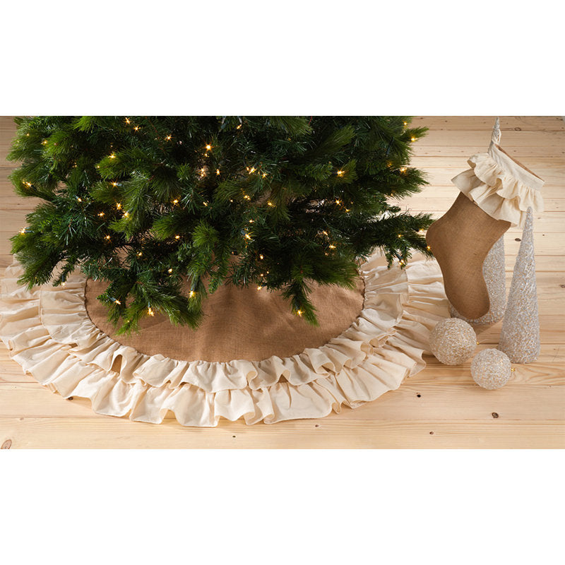Ruffled Design Cotton And Jute Christmas Stockings 13" W X 19" L, 2-pack