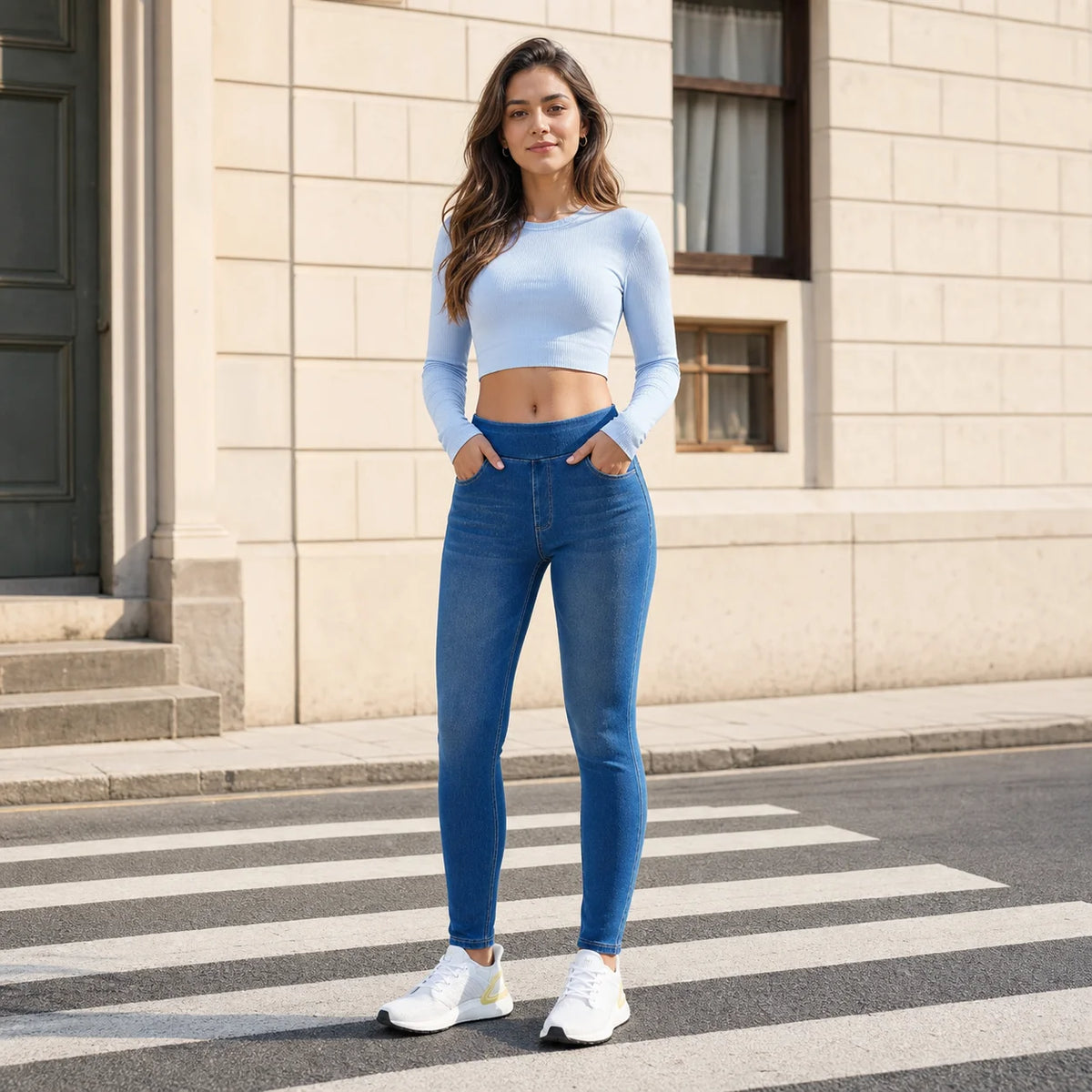 Smoothscape Women’s High Rise Stretch Skinny Jeans Soft Sculpting Denim Pants Tummy Control Slim Fit Pull On Casual Wear