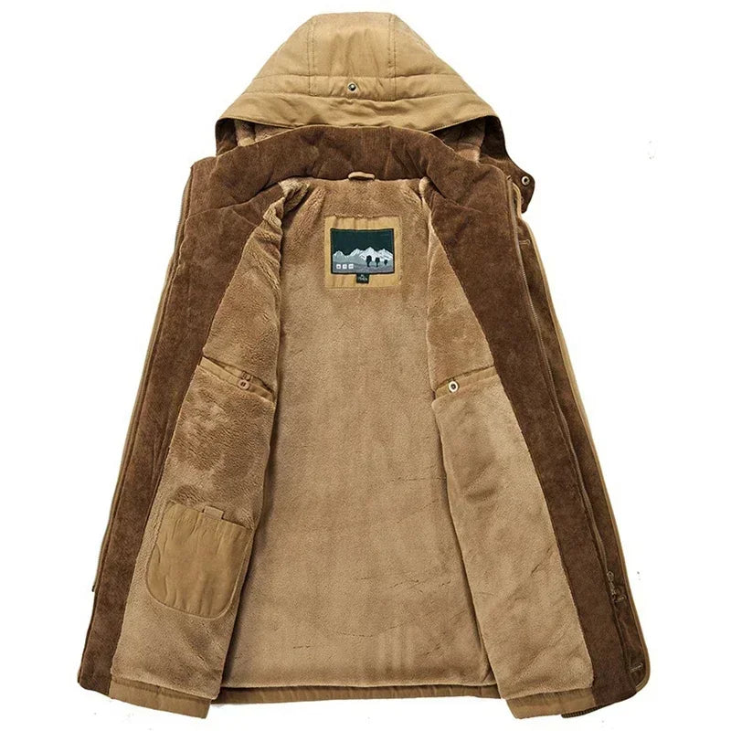 Men Fleece Warm Thick Windproof Parkas Hooded Casual Tactics Military Parkas Jackets Coat Men Autumn Fashion Winter New Coats