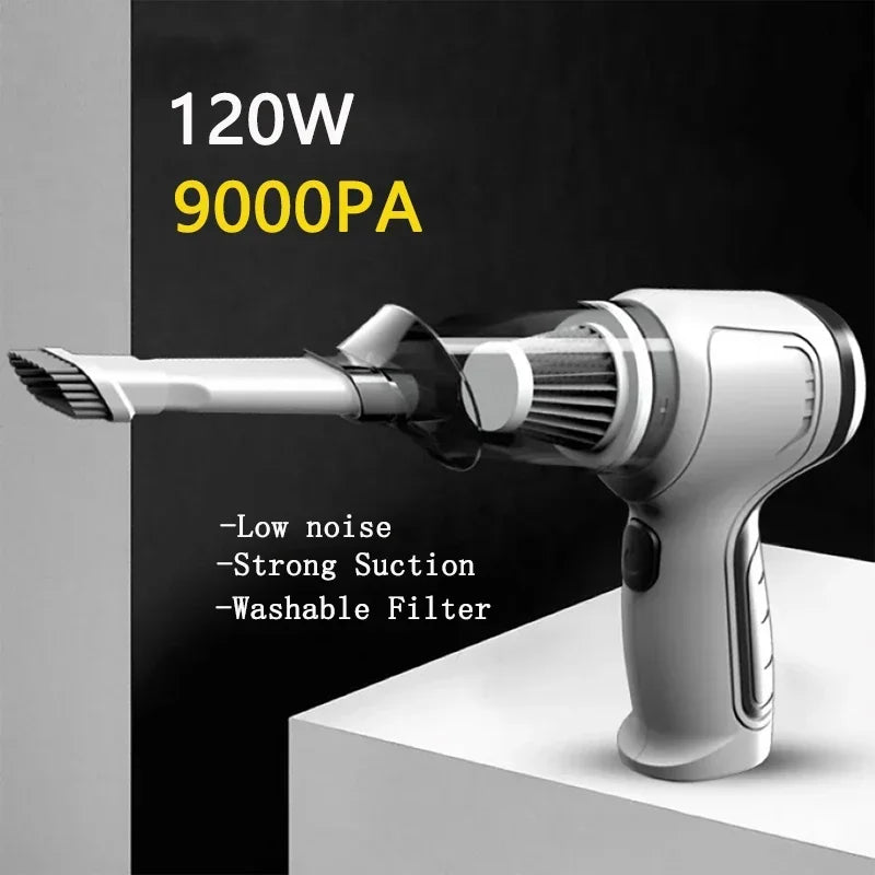 NEW 3 in 1 Handheld Auto Vacuum Home & Car Dual Use120W 9000Pa Car Wireless Vacuum Cleaner Mini Cleaning Machine Car Accessories