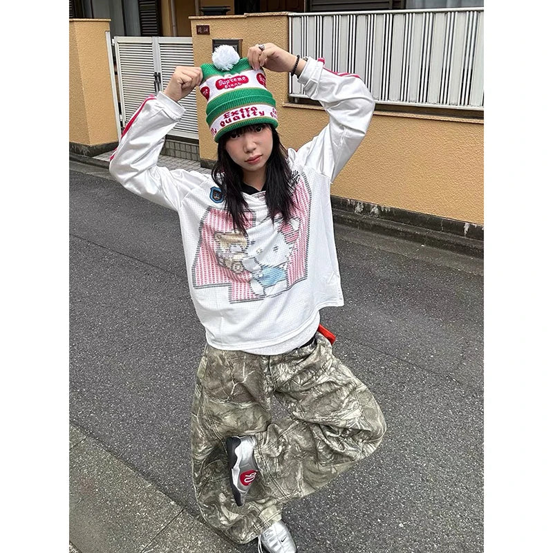 ZHIZOU Women Gothic Baggy Y2k Jeans American 2000s Style Embroidery Jean Pants Vintage Harajuku Oversize Denim Trousers Autumn