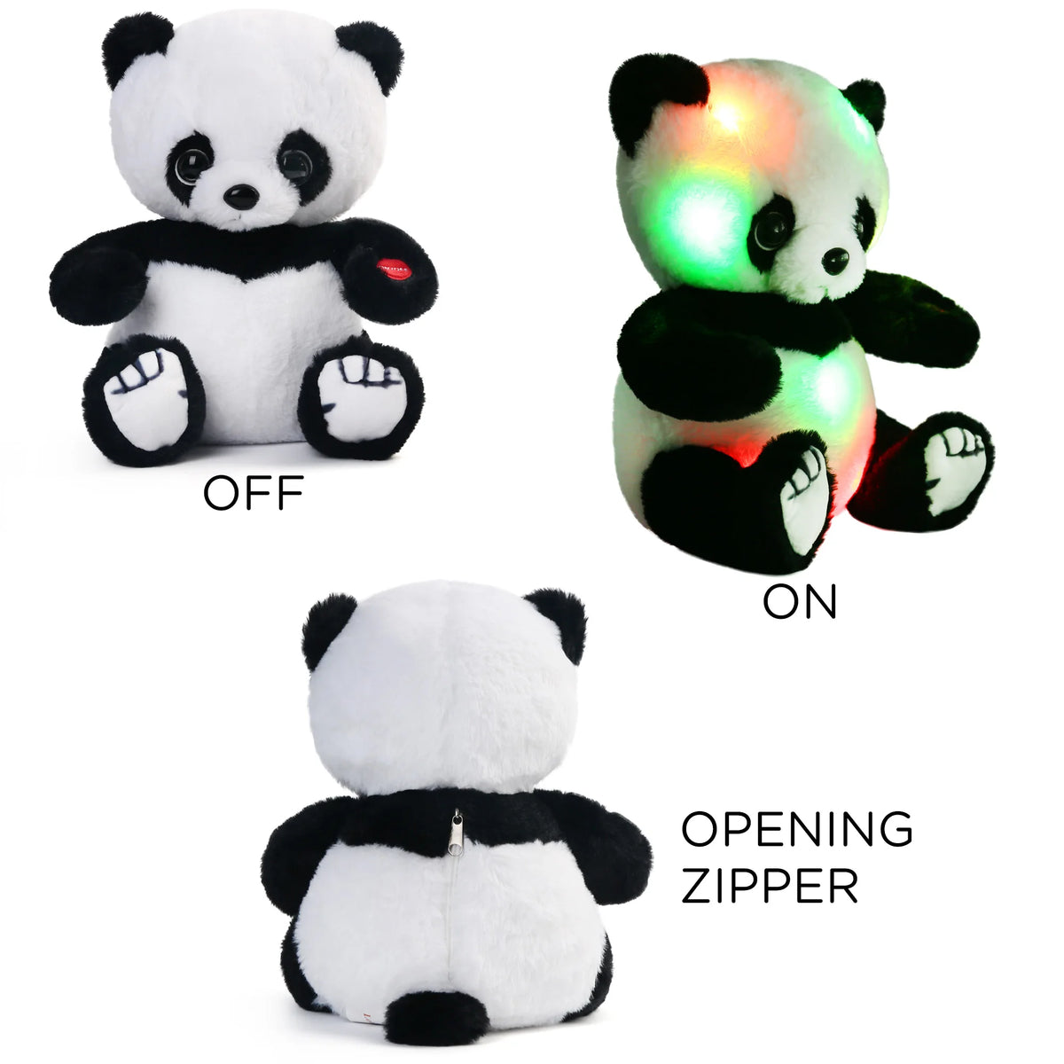12'' Light Up Panda Stuffed Animals Kawaii Panda Bear Plush w/ LED Light, Christmas Birthday Gift for Kids Boys Girl Hugging Toy
