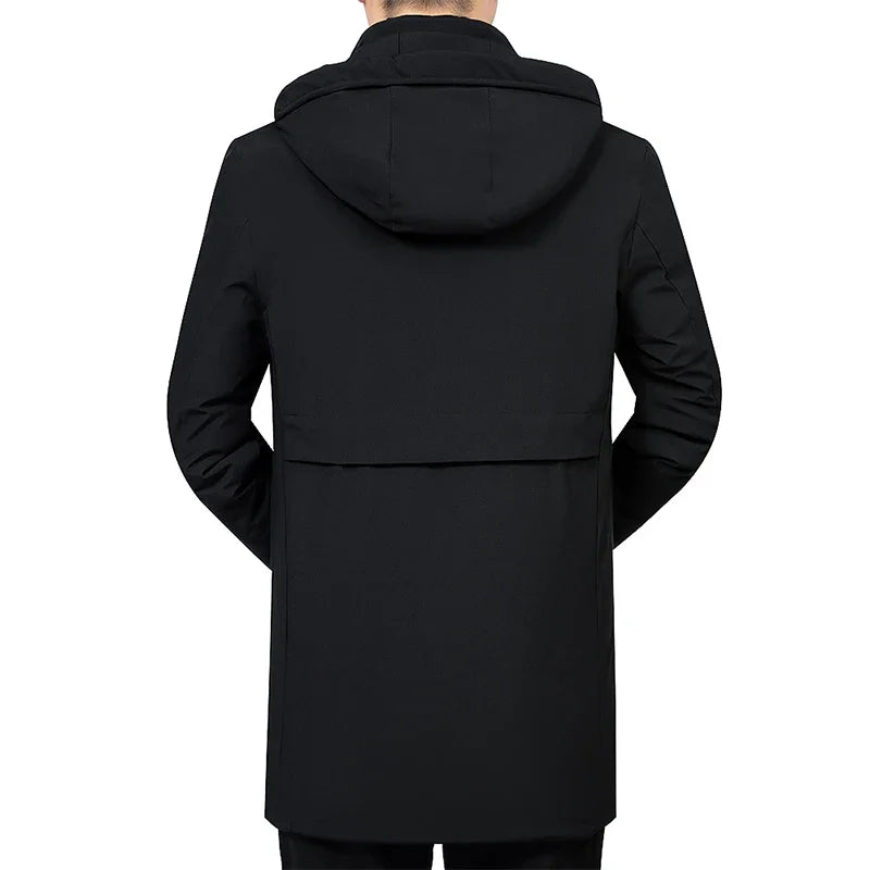 Men Down Parka New Jacket Thicken Warm Men Parkas Hooded Male Long Coat Fleece Windproof Padded Mens Winter Outwear Jackets
