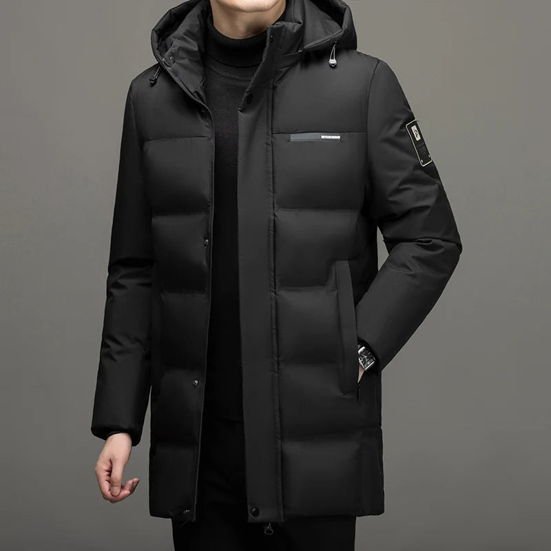 Winter Warm Thicken Long Jacket Coat Mens Hooded Waterproof Puffer Cotton Coat Men Casual Windproof Parkas Coats