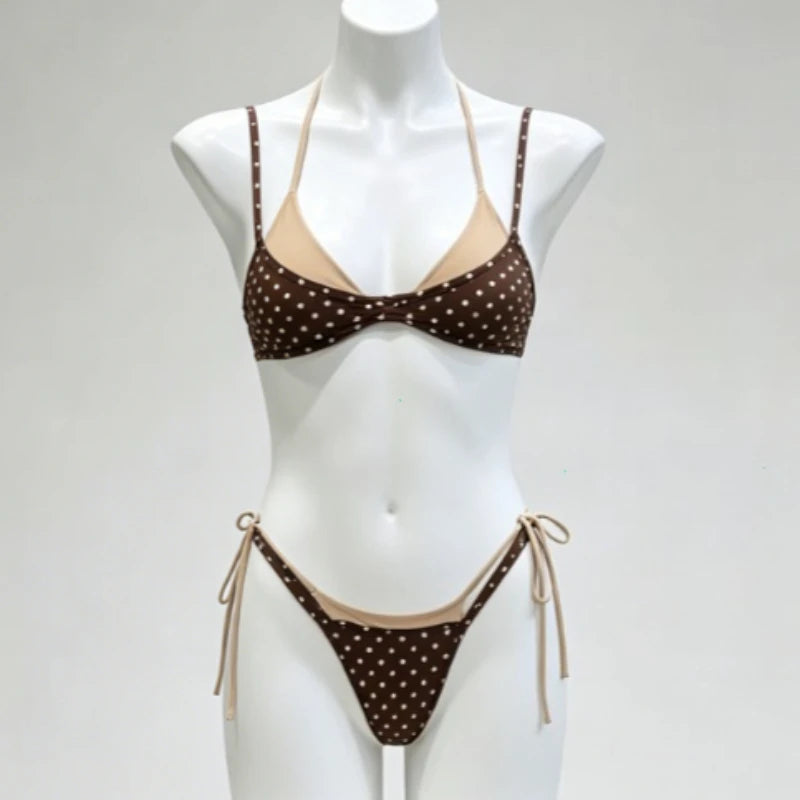 Sexy Push-Up Micro Bikini Brazilian Swimsuit Halter Patchwork Biquini Set Summer Beachwear for Women Summer 2026 Swimwear
