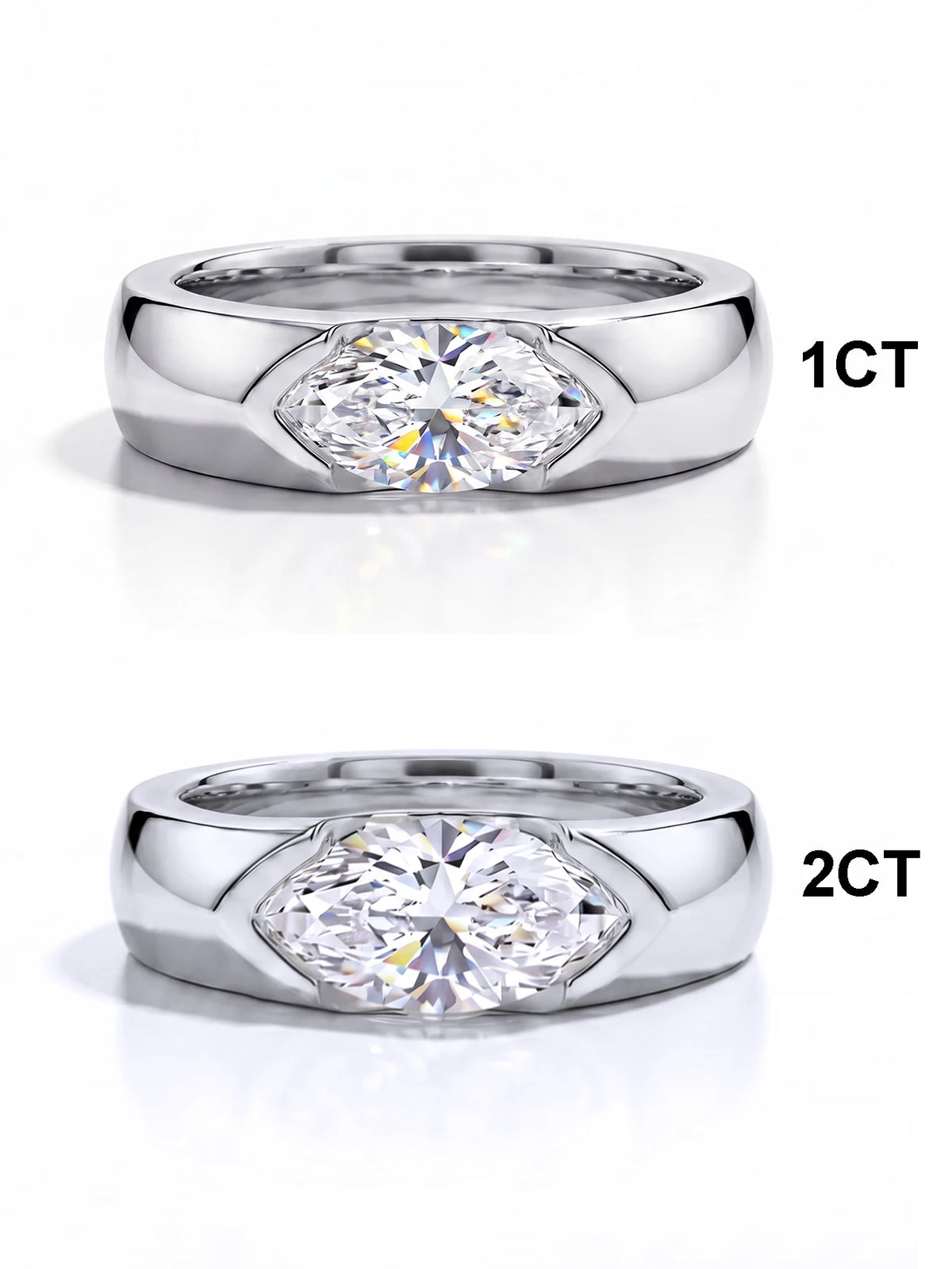 Fashion Gorgeous Real 1-2CT Marquise Moissanite Diamond Engagement Rings for Women Wedding Gift Luxury Jewelry