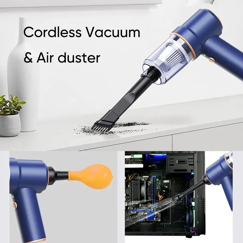 2 In 1 Wireless Handheld Car Vacuum Cleaner High Power Portable Vacuum With Multi Brush Heads Type-C Base For Car Household Use
