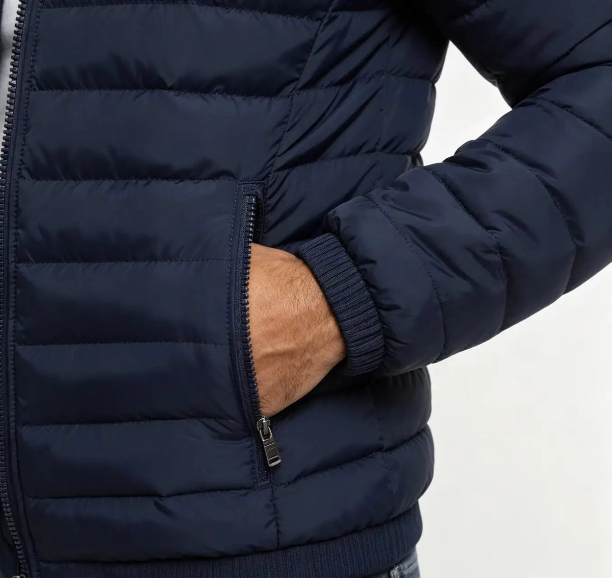 Men Fashion Quilted Padded Jacket Hooded Solid Color Casual Zip Up Outerwear Multi‑color Options Winter Warm Men Coat